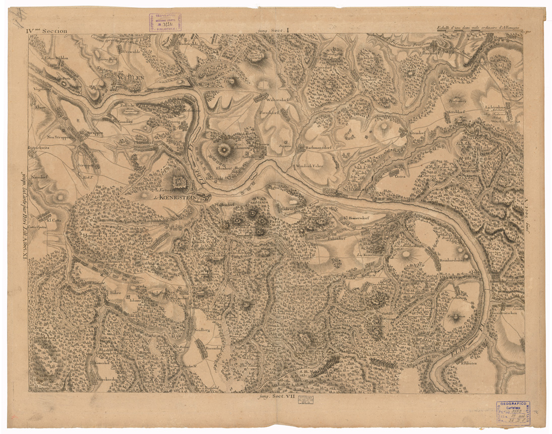(N:35743) CARTE CHOROGRAPHIQUE ET MILITAIRE DE LA PARTIE DE LA SAXE DE LA BOHEME ECC... - FOGLIO 4 (B0021131) Carte e stampe antiche: riproduzione a colori su carta (formato A1)