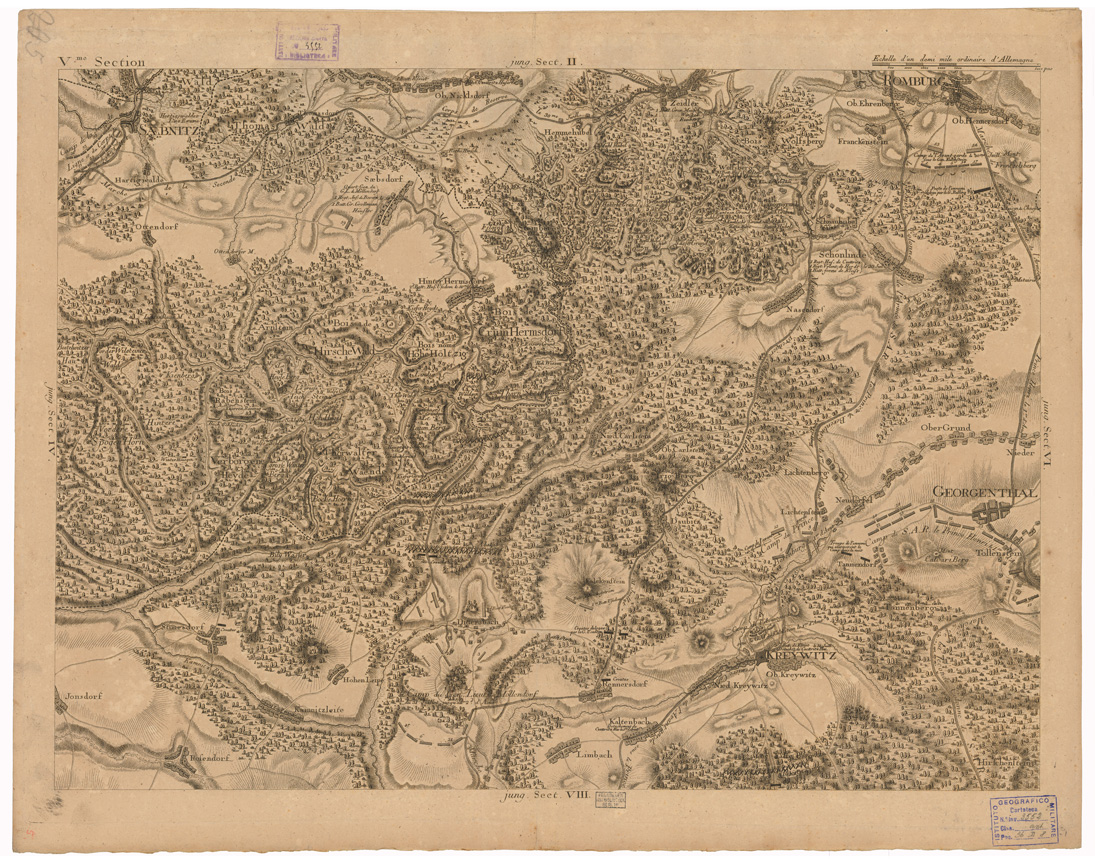 (N:35744) CARTE CHOROGRAPHIQUE ET MILITAIRE DE LA PARTIE DE LA SAXE DE LA BOHEME ECC... - FOGLIO 5 (B0021132) Carte e stampe antiche: riproduzione a colori su carta (formato A1)