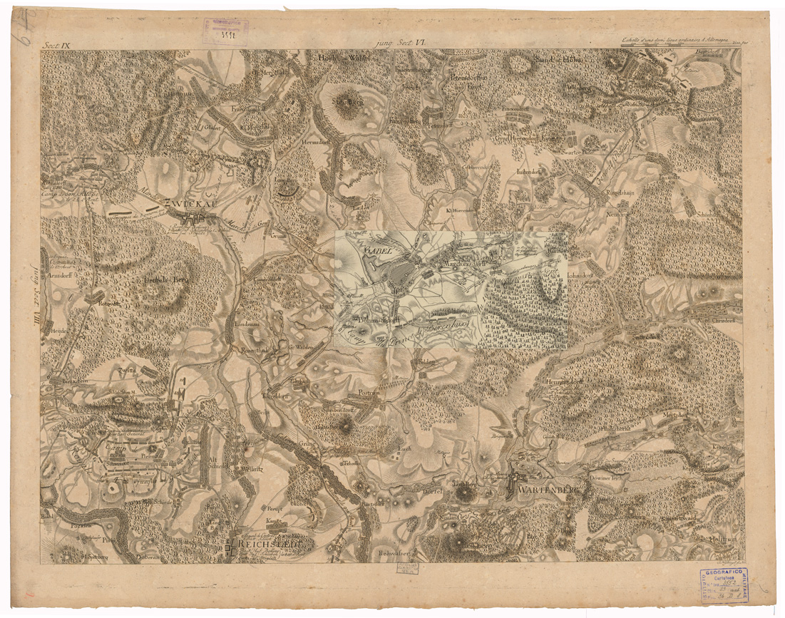 (N:35748) CARTE CHOROGRAPHIQUE ET MILITAIRE DE LA PARTIE DE LA SAXE DE LA BOHEME ECC... - FOGLIO 9 (B0021136) Carte e stampe antiche: riproduzione a colori su carta (formato A1)