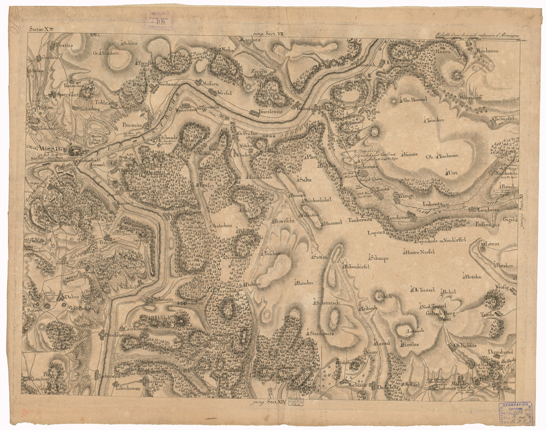 (N:35749) CARTE CHOROGRAPHIQUE ET MILITAIRE DE LA PARTIE DE LA SAXE DE LA BOHEME ECC... - FOGLIO 10 (B0021137) Carte e stampe antiche: riproduzione a colori su carta (formato A1)
