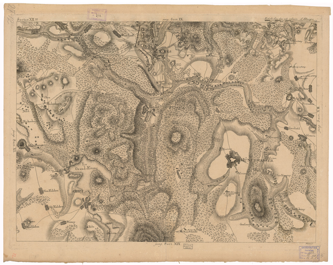 (N:35751) CARTE CHOROGRAPHIQUE ET MILITAIRE DE LA PARTIE DE LA SAXE DE LA BOHEME ECC... - FOGLIO 12 (B0021139) Carte e stampe antiche: riproduzione a colori su carta (formato A1)