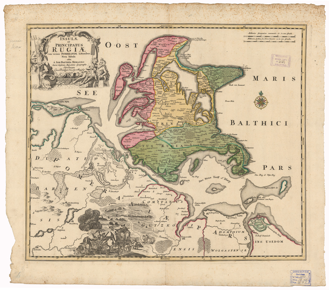 (N:35845) INSULAE ET PRINCIPATUS RUGIAE ECC... (B0021159) Carte e stampe antiche: riproduzione a colori su carta (formato A1)