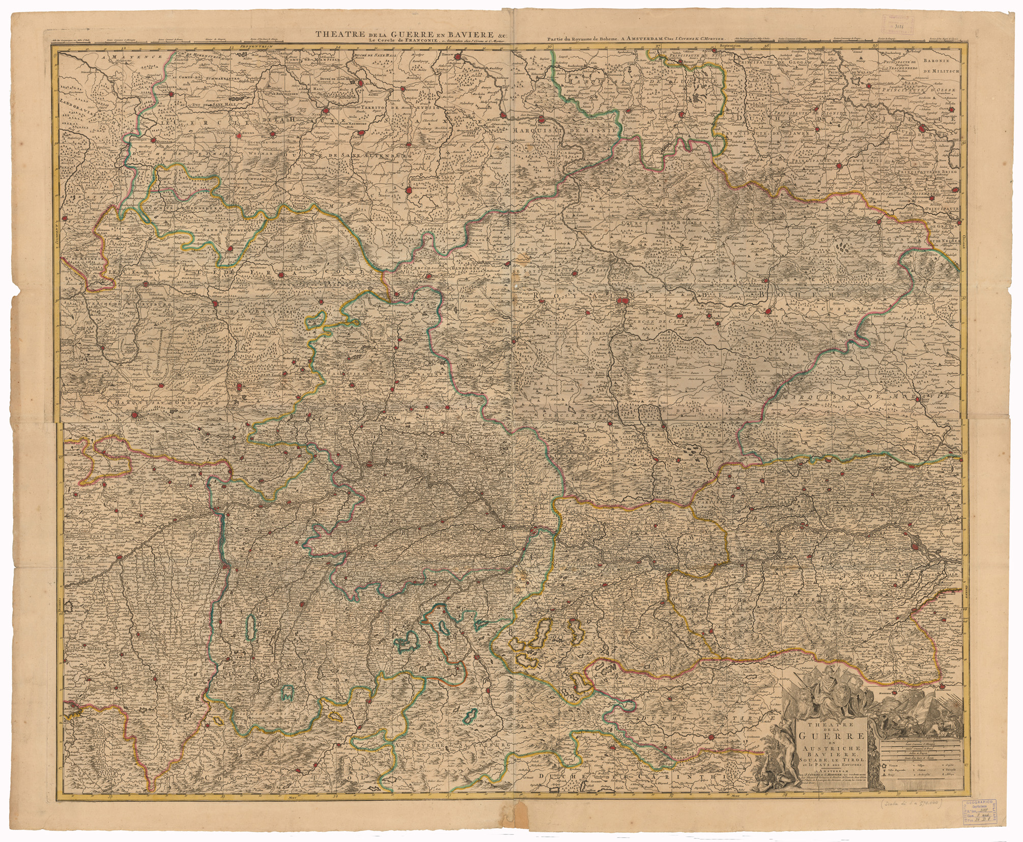 (N:35851) THEATRE DE LA GUERRE EN AUSTRICHE BAVIERE ECC... (B0021165) Carte e stampe antiche: riproduzione a colori su carta (formato A1)