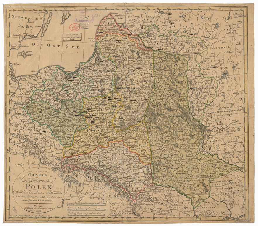 (N:35895) CHARTE DES KENIGREICHES POLEN NACH DEMM BEWRTESTEN HULFMITTELN UND DEM THEILUNGS-TRACTAT VOM JAHR (B0021209) Carte e stampe antiche: riproduzione a colori su carta (formato A1)