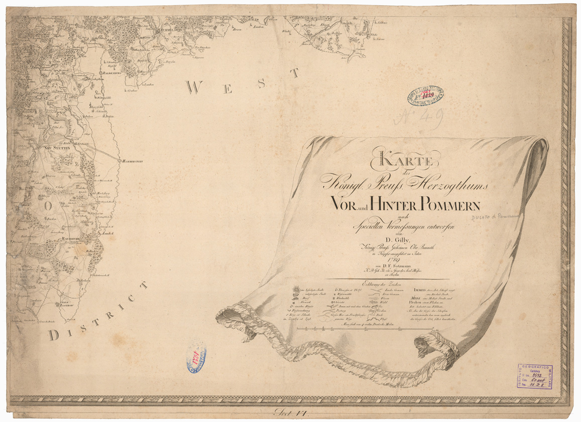 (N:35901) KARTE DES KONIGL PREUSS HERZOGTHUMS VOR UND HINTER POMMERN NACH SPECIELLEN VERMESSUNGEN ENTWORFEN - FOGLIO VI (B0021215) Carte e stampe antiche: riproduzione a colori su carta (formato A1)