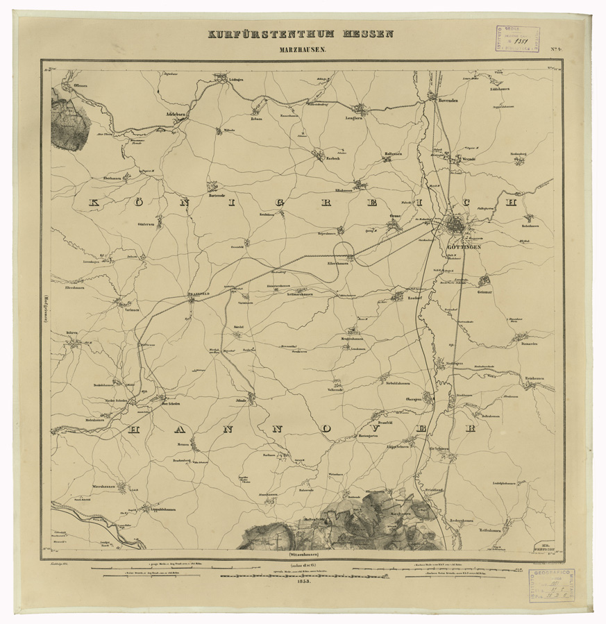 (N:35947) KARTE VON DEM KURFURSTENTHUM HESSEN - FOGLIO 4 MARZHAUSEN (B0021258) Carte e stampe antiche: riproduzione a colori su carta (formato A1)