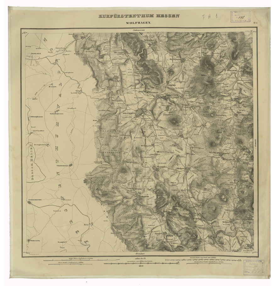 (N:35948) KARTE VON DEM KURFURSTENTHUM HESSEN - FOGLIO 5 WOLFHAGEN (B0021259) Carte e stampe antiche: riproduzione a colori su carta (formato A1)