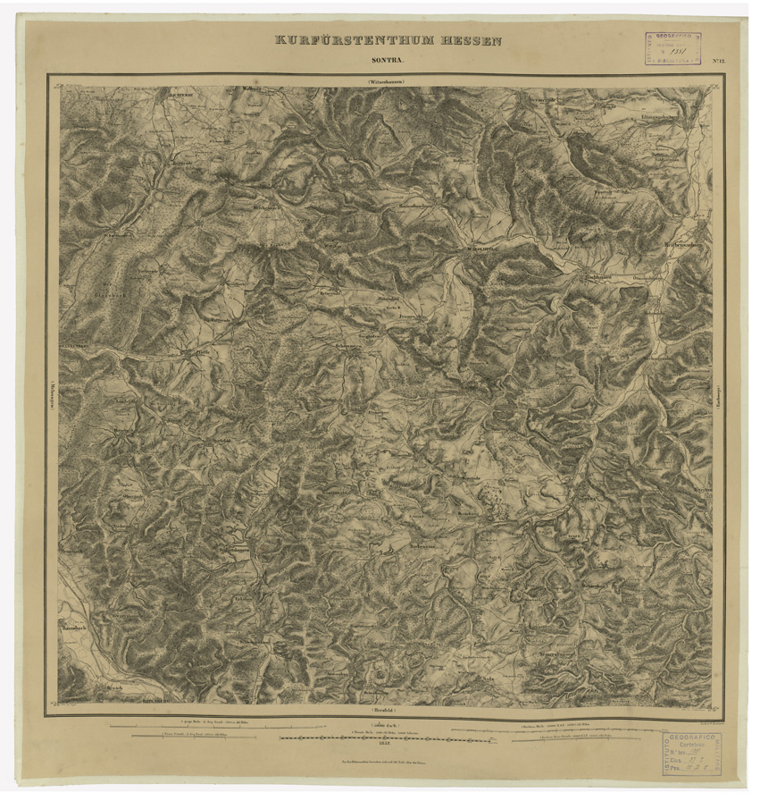 (N:35955) KARTE VON DEM KURFURSTENTHUM HESSEN - FOGLIO 12 SONTRA (B0021266) Carte e stampe antiche: riproduzione a colori su carta (formato A1)
