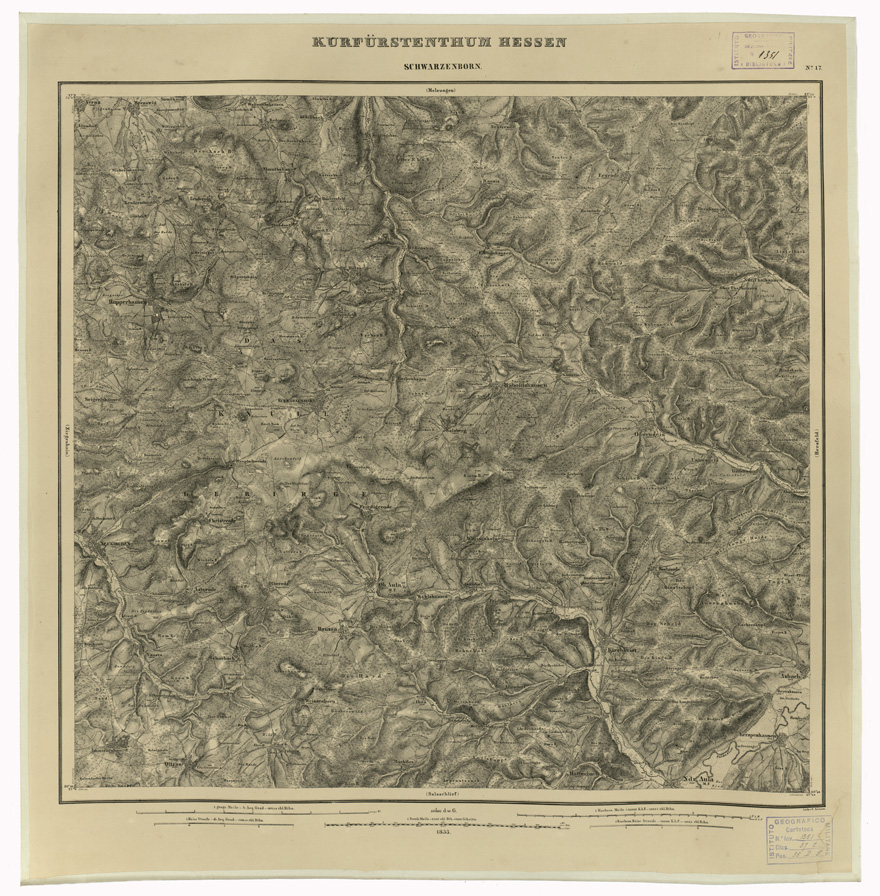 (N:35960) KARTE VON DEM KURFURSTENTHUM HESSEN - FOGLIO 17 SCHWARZENBORN (B0021271) Carte e stampe antiche: riproduzione a colori su carta (formato A1)