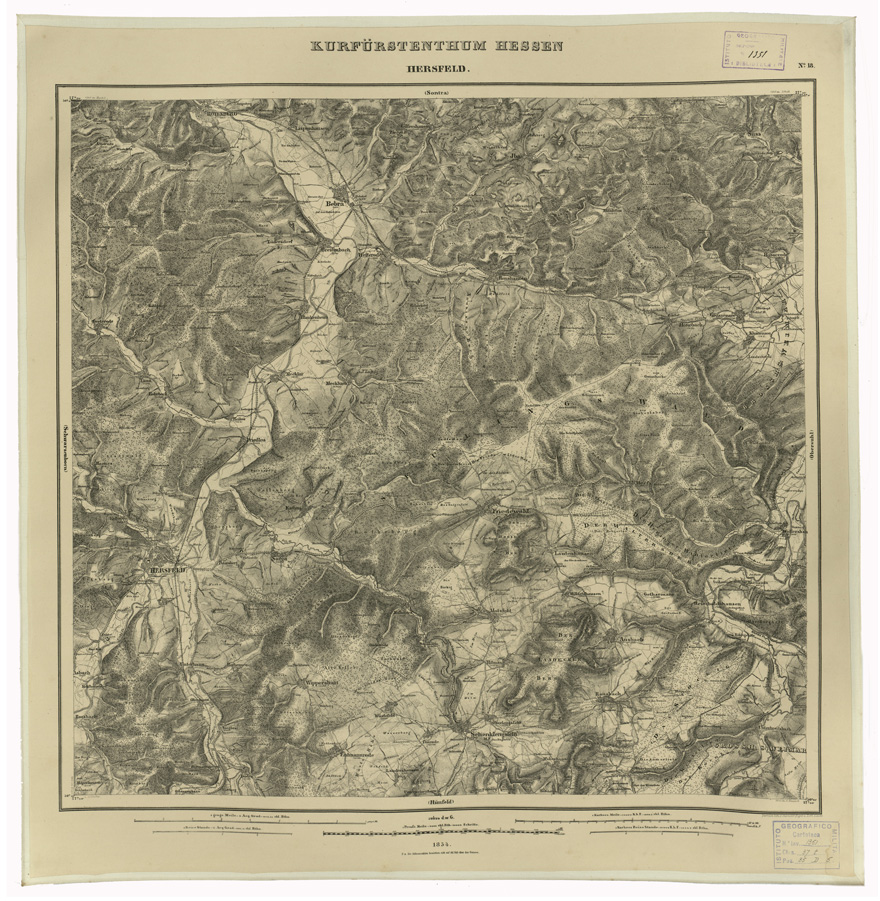 (N:35961) KARTE VON DEM KURFURSTENTHUM HESSEN - FOGLIO 18 HERSFELD (B0021272) Carte e stampe antiche: riproduzione a colori su carta (formato A1)