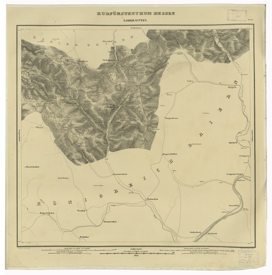 (N:35979) KARTE VON DEM KURFURSTENTHUM HESSEN - FOGLIO 37 LOHRHAUPTEN (B0021290) Carte e stampe antiche: riproduzione a colori su carta (formato A1)