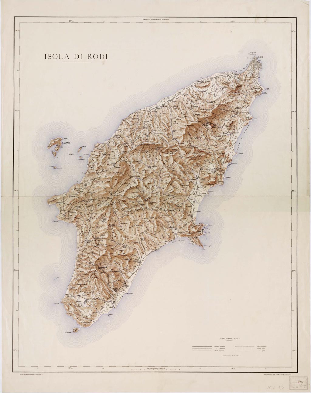 (N:10673) ISOLA DI RODI (B0010049, B0010050, B10049-0) Carte e stampe antiche: riproduzione a colori su carta (formato A1)