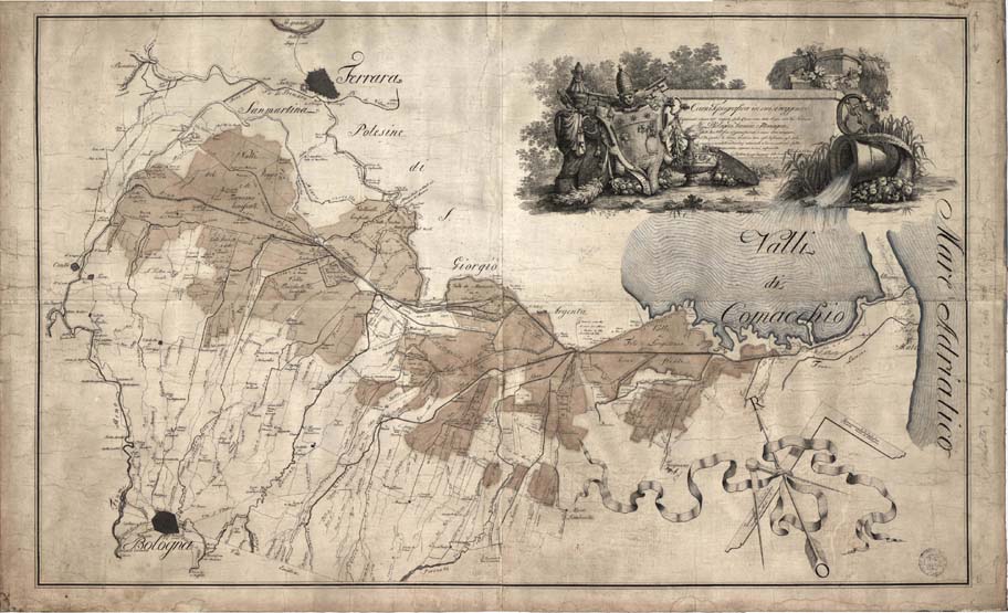 (N:8685) CARTA TOPOGRAFICA IN CUI SI VEGGONO DELINEATI I LAVORI TUTTI ESEGUITI DALLA COMMISSIONE DELLE ACQUE DELLE TRE PROVINCIE BOLOGNA, FERRARA E ROMAGNA DALL'ANNO 1767 FINO AL GIORNO PRESENTE. LE DIVERSE DIREZIONI DATI AGLI INFLUENTI, AGLI ASCOLI... (B0012860, B0012861, B0012862, B12860-2) Carte e stampe antiche: riproduzione a colori su carta (formato A1)