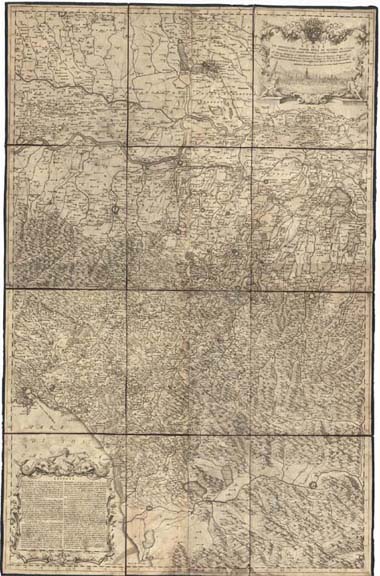 (N:8895) STATI DEL SERENISSIMO SIGNOR DUCA DI MODENA IN ITALIA DELINEATI COLLE STRADE PRINCIPALI, E PARTI DE' DOMINI CIRCONVICINI. (B0012865, B0012866, B12865-6) Carte e stampe antiche: riproduzione a colori su carta (formato A1)