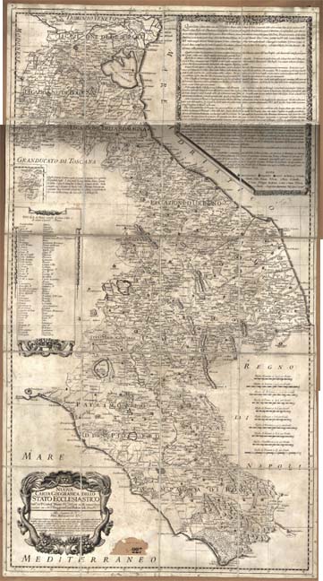 (N:9941) NUOVA CARTA GEOGRAFICA DELLO STATO ECCLESIASTICO DELINEATA DAL P. CRISTOFORO MAIRE D.A C.A DI GESU' SULLE COMUNI OSSERVAZIONI SUE E DEL P. RUGGIERO GIUS.E BOSCOVICH. D.A MED.A C.A. (B0012901, B0012902, B0012903, B12901-3) Carte e stampe antiche: riproduzione a colori su carta (formato A1)