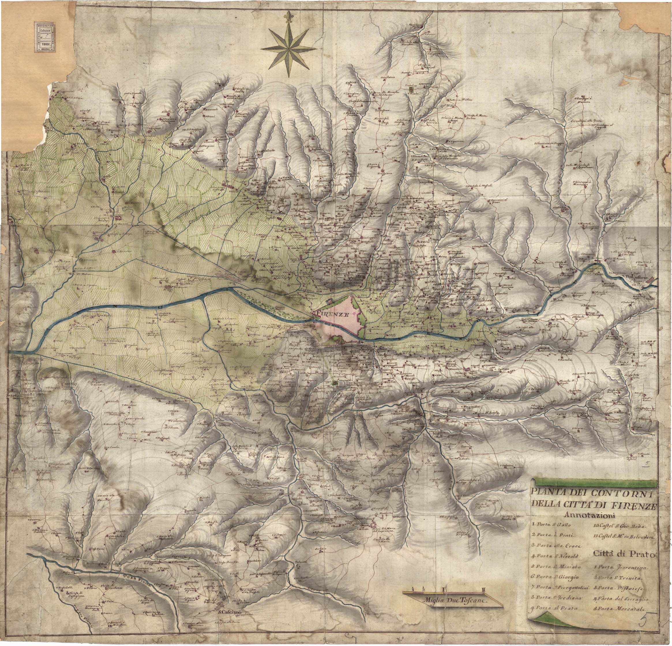 (N:13964) PIANTA DEI CONTORNI DELLA CITTA' DI FIRENZE (B0012931, B0012932, B0012933, B0012934, B12931-34) Carte e stampe antiche: riproduzione a colori su carta (formato A1)