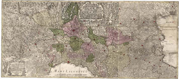 (N:9470) CURSUS PADI PER LONGOBARDIAM... (B0012946, B0012947, B12946-7) Carte e stampe antiche: riproduzione a colori su carta (formato A1)