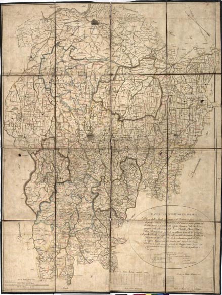 (N:13259) PIANTA DEL DIPARTIMENTO DEL RENO DIVISO DALLE STRADE ROMANE ECC. IL TUTTO RILEVATO IN ESATTA MISURA E DELINEATO DA GIUSEPPE CANTORI ECC. (B0002260, B0002261, B2260-61) Carte e stampe antiche: riproduzione a colori su carta (formato A1)