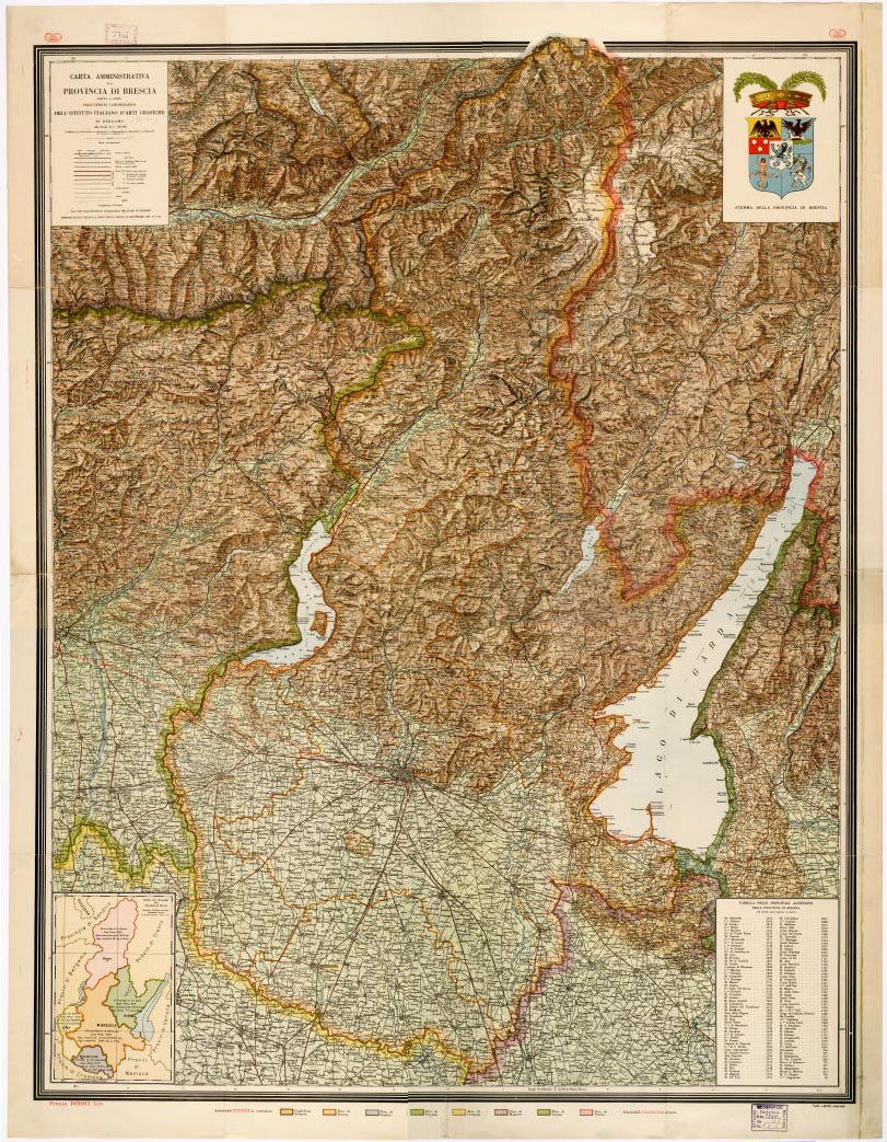 (N:6370) CARTA AMMINISTRATIVA DELLA PROVINCIA DI BRESCIA (B0003057, B0003058, B3057-58) Carte e stampe antiche: riproduzione a colori su carta (formato A1)