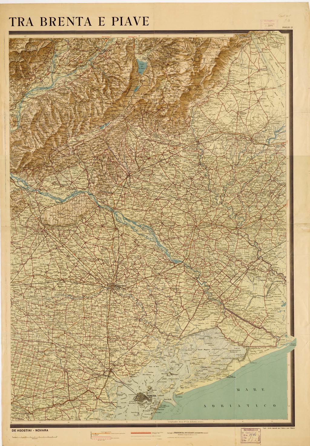 (N:11190) LA FRONTE ITALIANA TRA BRENTA E PIAVE - Foglio 2 (B0006262, B0006263, B6262-63) Carte e stampe antiche: riproduzione a colori su carta (formato A1)