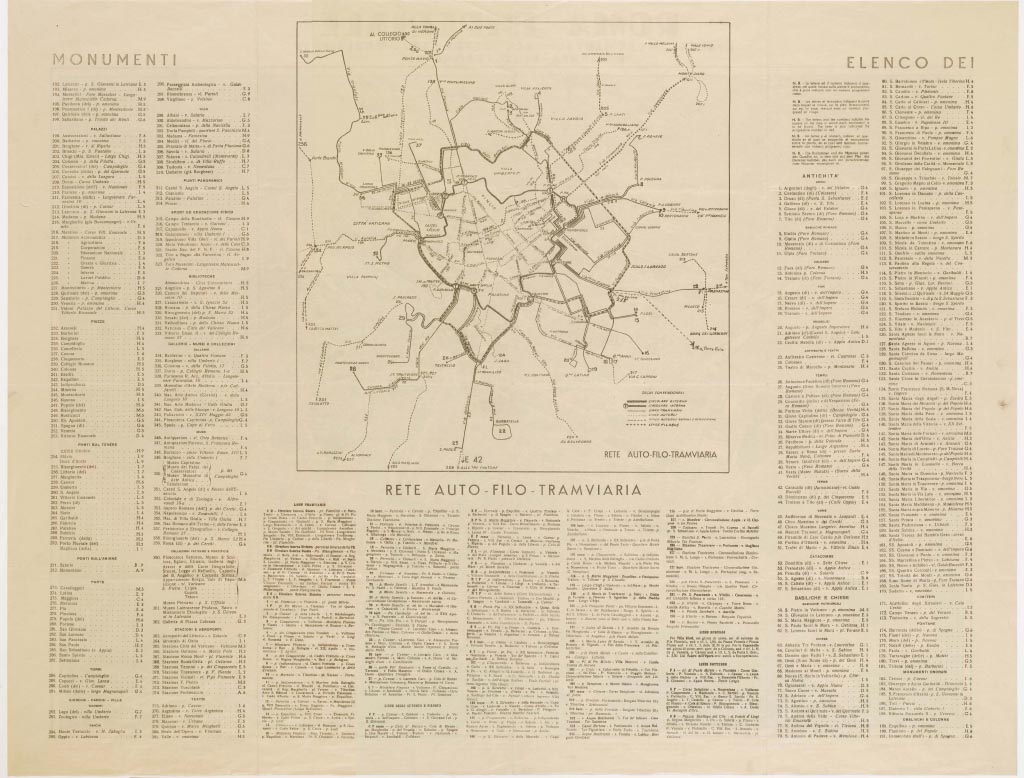(N:13974) ROMA IMPERIALE - PIANTA MONUMENTALE CON OLTRE 400 MONUMENTI E PIANTA AUTO -TRAMVIARIA - Fronte e Retro (B0006644, B0006645, B0006646, B0006647, B6644-45, B6646-47) Carte e stampe antiche: riproduzione a colori su carta (formato A1)