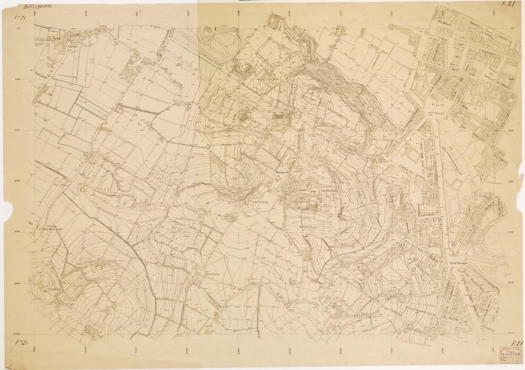 (N:13422) PIANO REGOLATORE DI AMPLIAMENTO DELLA CITTA' DI FIRENZE - Foglio 21 - Bellosguardo (B0006982, B0006983, B6982-83) Carte e stampe antiche: riproduzione a colori su carta (formato A1)