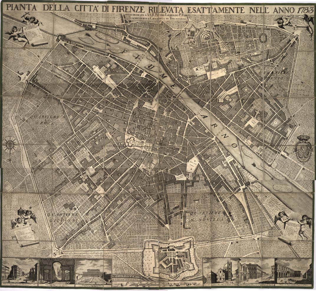 (N:13604) PIANTA DELLA CITTA' DI FIRENZE RILEVATA ESATTAMENTE NELL'ANNO 1783 E DEDICATA A S. A. R. PIETRO LEOPOLDO P. R. DI UNGH. E DI BOE. E GRANDUCA DI TOSCANA (B0007002, B0007003, B0007004, B0007005, B0007006, B0007007, B7002-7) Carte e stampe antiche: riproduzione a colori su carta (formato A1)