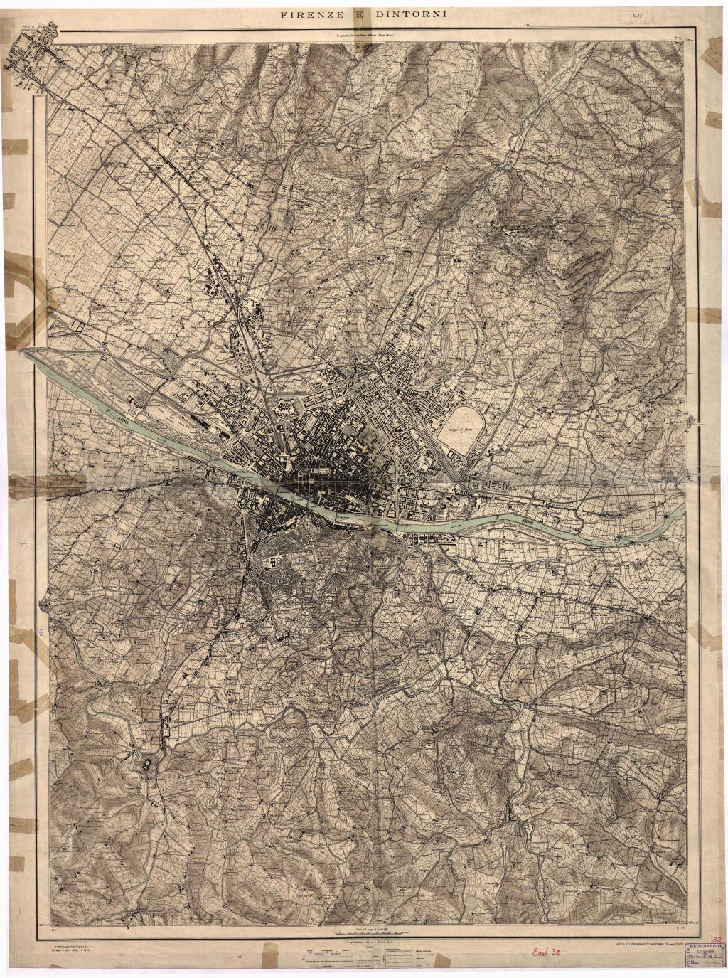 (N:9850) FIRENZE E DINTORNI (B0007074, B0007075, B7074-75) Carte e stampe antiche: riproduzione a colori su carta (formato A1)