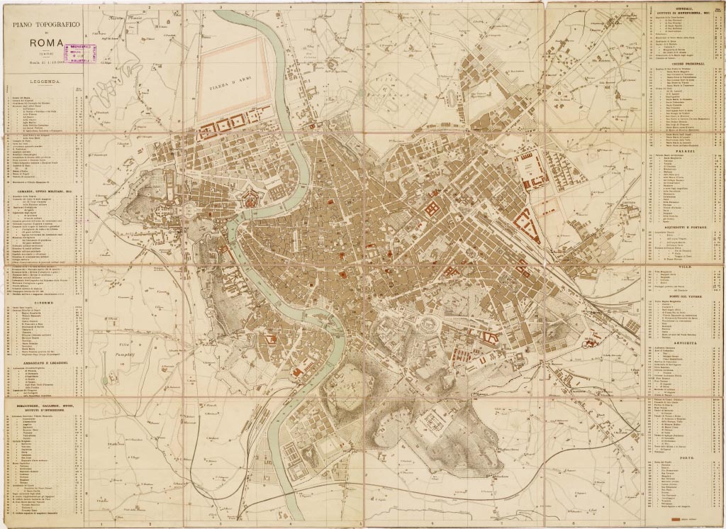 (N:13550) PIANO TOPOGRAFICO DI ROMA (B0007149, B0007150, B7149-50) Carte e stampe antiche: riproduzione a colori su carta (formato A1)