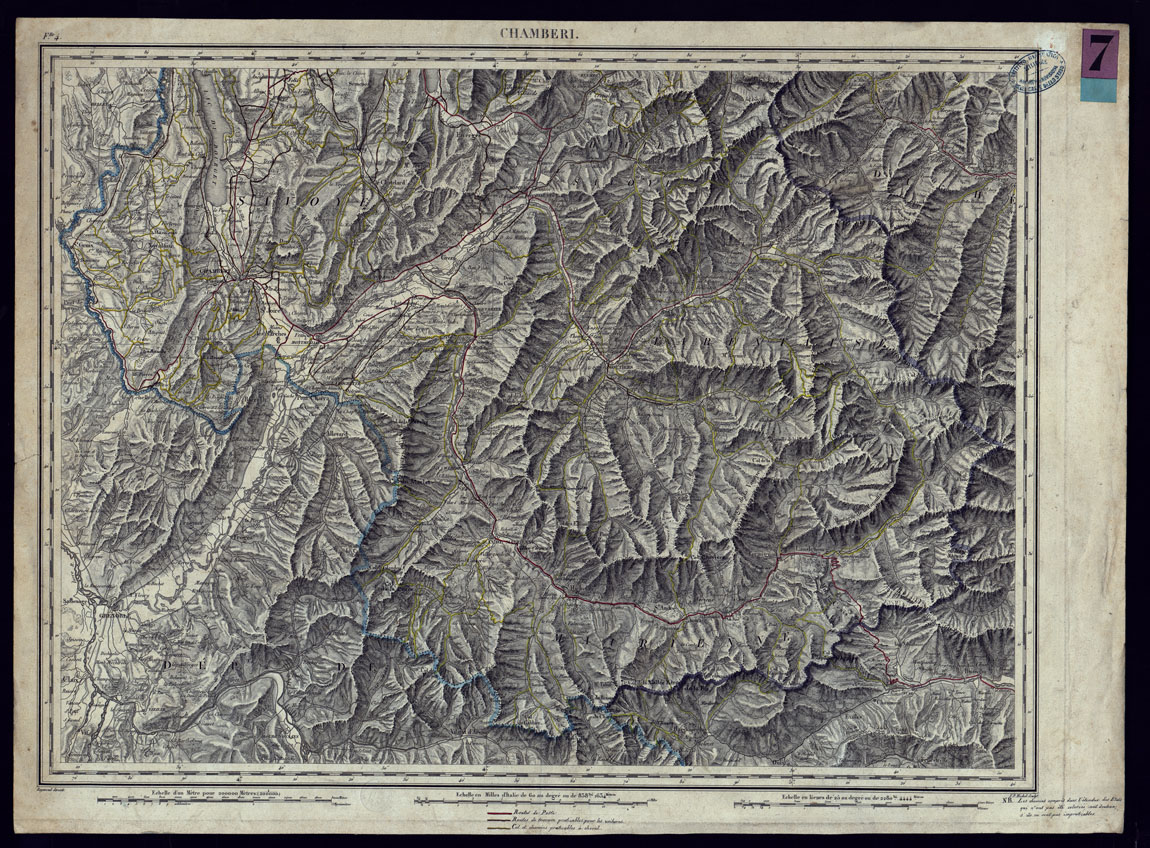 (N:5758) GINEVRA E CHAMBERY - CHAMBERI. (CA000037) Carte e stampe antiche: riproduzione a colori su carta (formato A1)