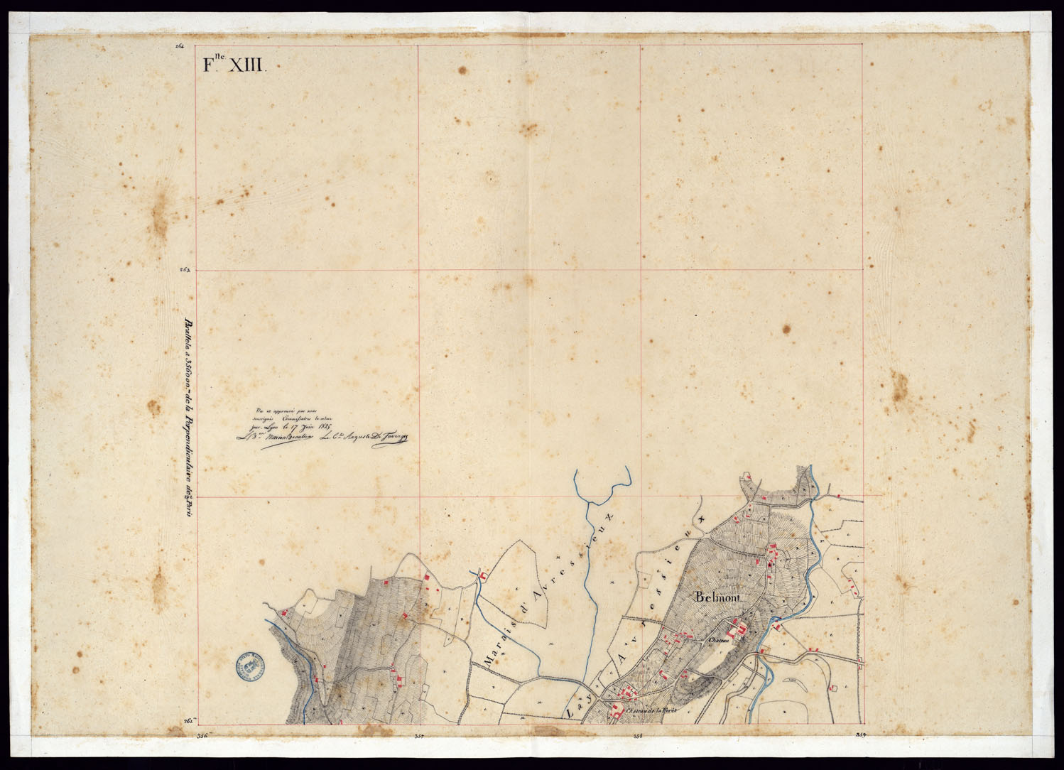 (N:6723) TABLEAU D'ASSEMBLAGE DE CARTE DES BASSINS INONDABLES DU RHONE ET DU GUIERS RELATIVE AUX LIGNES LATERALES LEVEE ET DESSINEE A' L'ECHELLE D'UN 5.000 ME PAR LES CAP. NES DU GENIE CIVIL MELANO ET BAGETTI - FOGLIO XIII. (CA000055) Carte e stampe antiche: riproduzione a colori su carta (formato A1)
