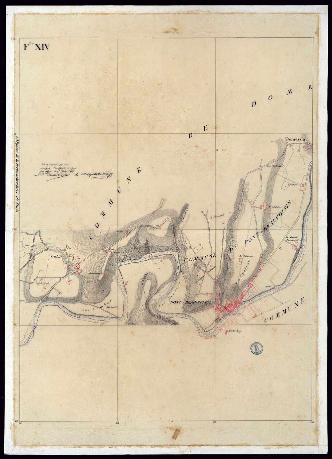 (N:6721) TABLEAU D'ASSEMBLAGE DE CARTE DES BASSINS INONDABLES DU RHONE ET DU GUIERS RELATIVE AUX LIGNES LATERALES LEVEE ET DESSINEE A' L'ECHELLE D'UN 5.000 ME PAR LES CAP. NES DU GENIE CIVIL MELANO ET BAGETTI - FOGLIO XIV. (CA000056) Carte e stampe antiche: riproduzione a colori su carta (formato A1)