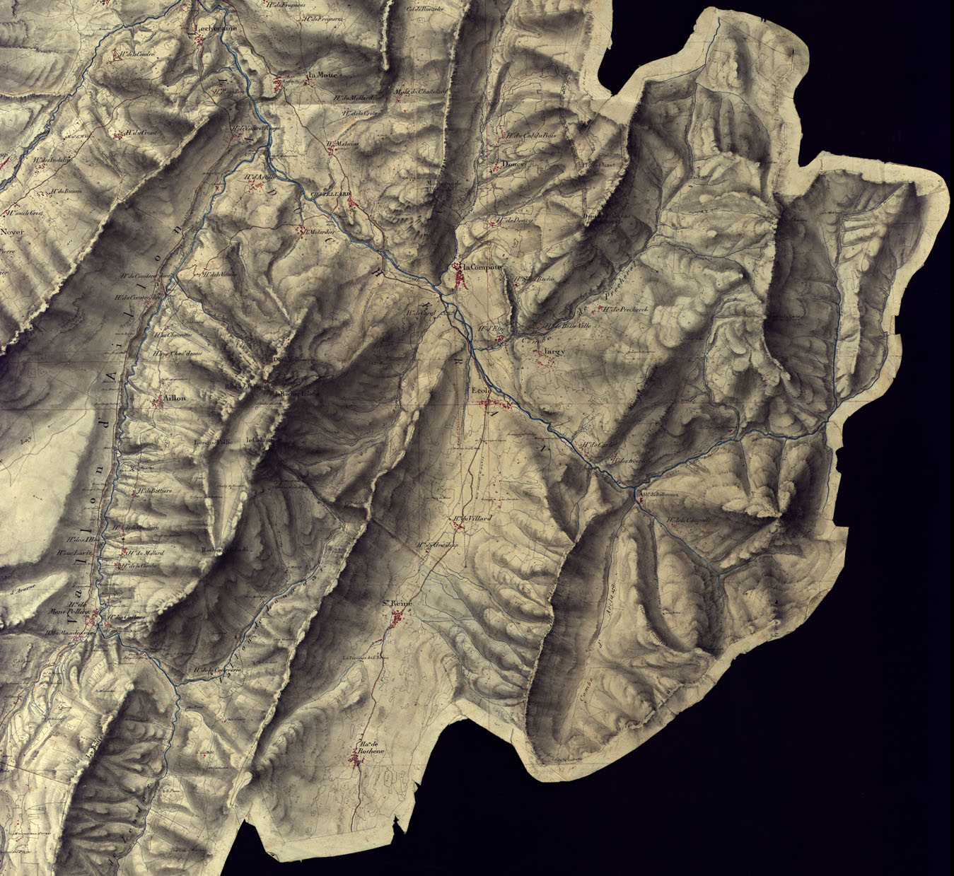 (N:6868) CARTA DELLE BEAUGES IN SAVOJA LEVATA DAL SIG.RI UFF.LI DEL CORPO REALE DI STATO MAGGIORE GENERALE NELLA CAMPAGNA DEL 1816 (CA000066, CA000067, CA000068, CA000069) Carte e stampe antiche: riproduzione a colori su carta (formato A1)