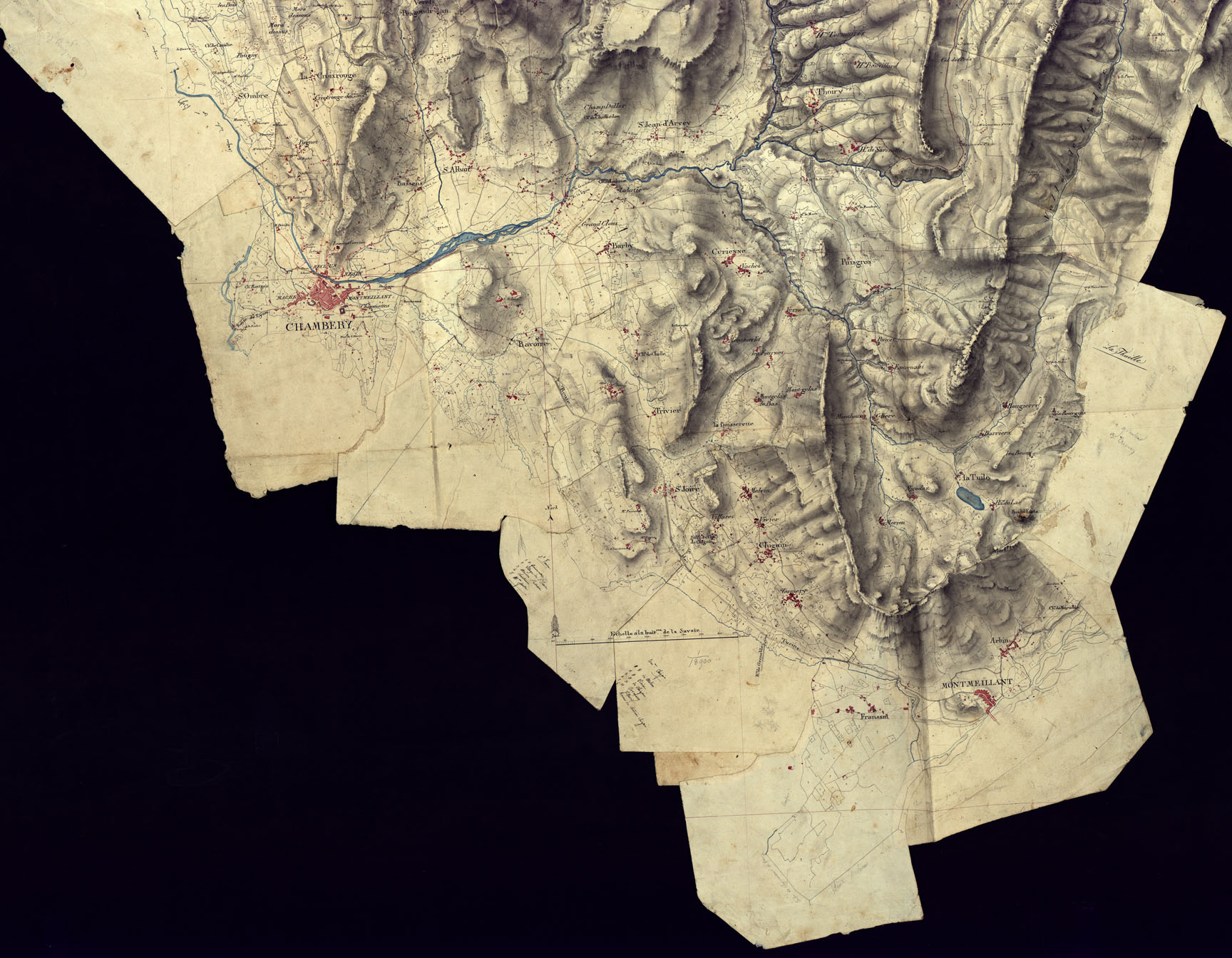 (N:6868) CARTA DELLE BEAUGES IN SAVOJA LEVATA DAL SIG.RI UFF.LI DEL CORPO REALE DI STATO MAGGIORE GENERALE NELLA CAMPAGNA DEL 1816 (CA000066, CA000067, CA000068, CA000069) Carte e stampe antiche: riproduzione a colori su carta (formato A1)