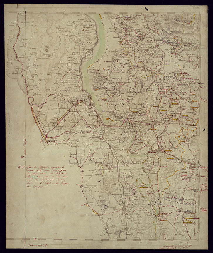 (N:4863) CARTA TOPOGRAFICA DELLA LOMBARDIA, VENETO E ITALIA CENTRALE - FOGLIO A4 SOMMA LOMBARDA. (CA000169) Carte e stampe antiche: riproduzione a colori su carta (formato A1)