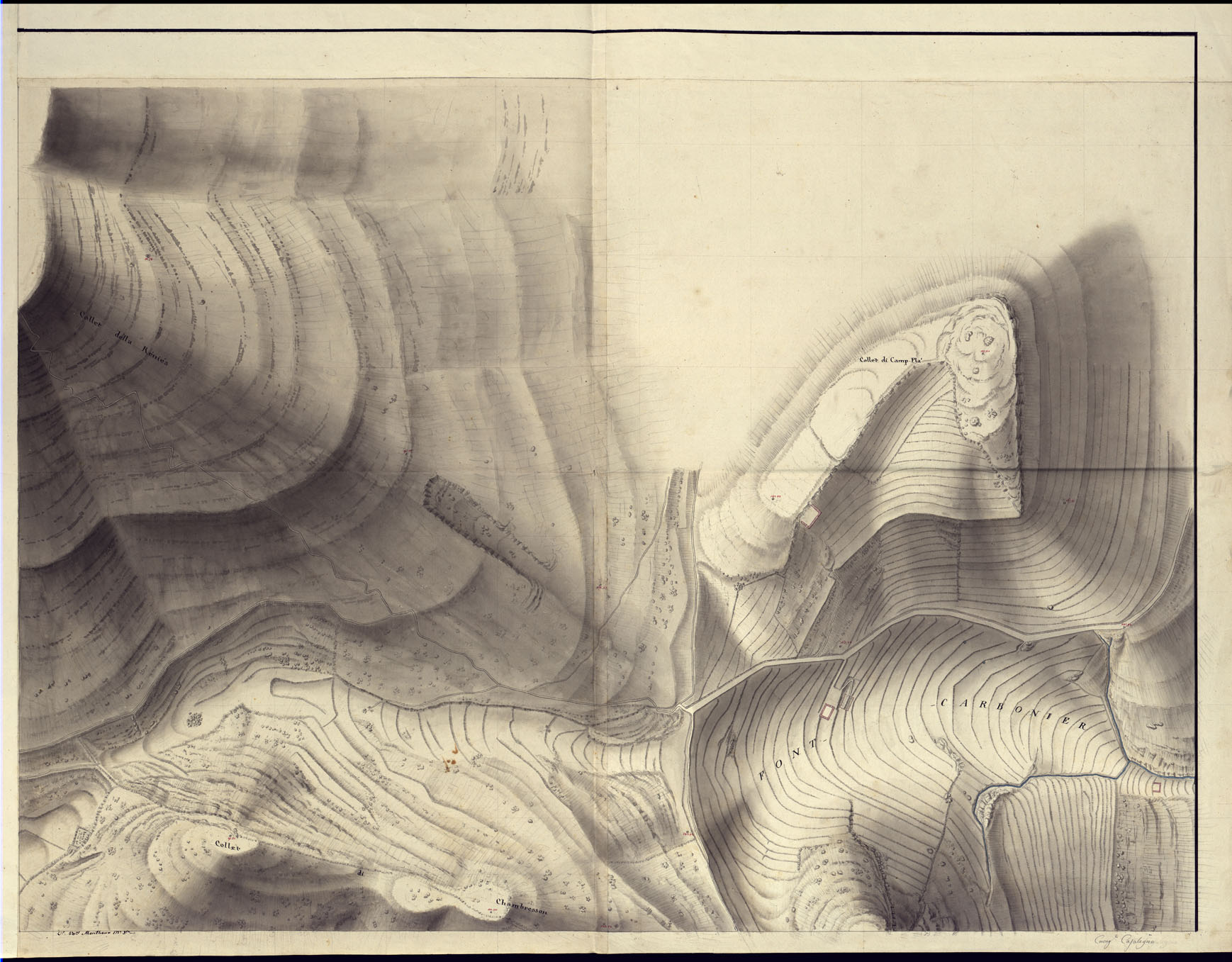 (N:12895) RIDUZIONE DEL PIANO FRA IL MONTE CIASTELLAR E IL MONTE DRAGONE PRESSO LEVENZO - FOGLIO 8. (CA000361) Carte e stampe antiche: riproduzione a colori su carta (formato A1)