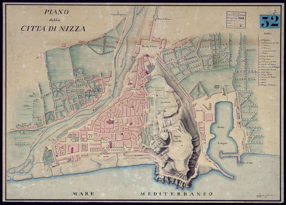 (N:13292) PIANO DELLA CITTA' DI NIZZA (CA000390) Carte e stampe antiche: riproduzione a colori su carta (formato A1)