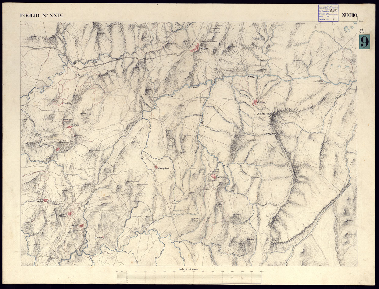 (N:5886) ATLANTE DELL'ISOLA DI SARDEGNA ALLA SCALA DI 1 AL 50.000 - FOGLIO XXIV NUORO. (CA000439) Carte e stampe antiche: riproduzione a colori su carta (formato A1)