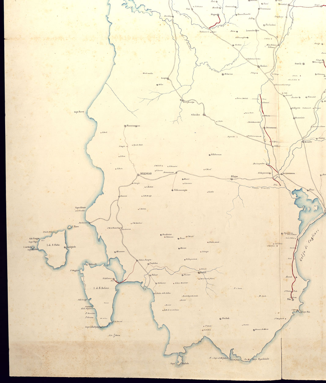 (N:5968) SARDEGNA PROVINCIA DI CAGLIARI. (CA000465, CA000466, CA000467, CA000468, CA000469) Carte e stampe antiche: riproduzione a colori su carta (formato A1)