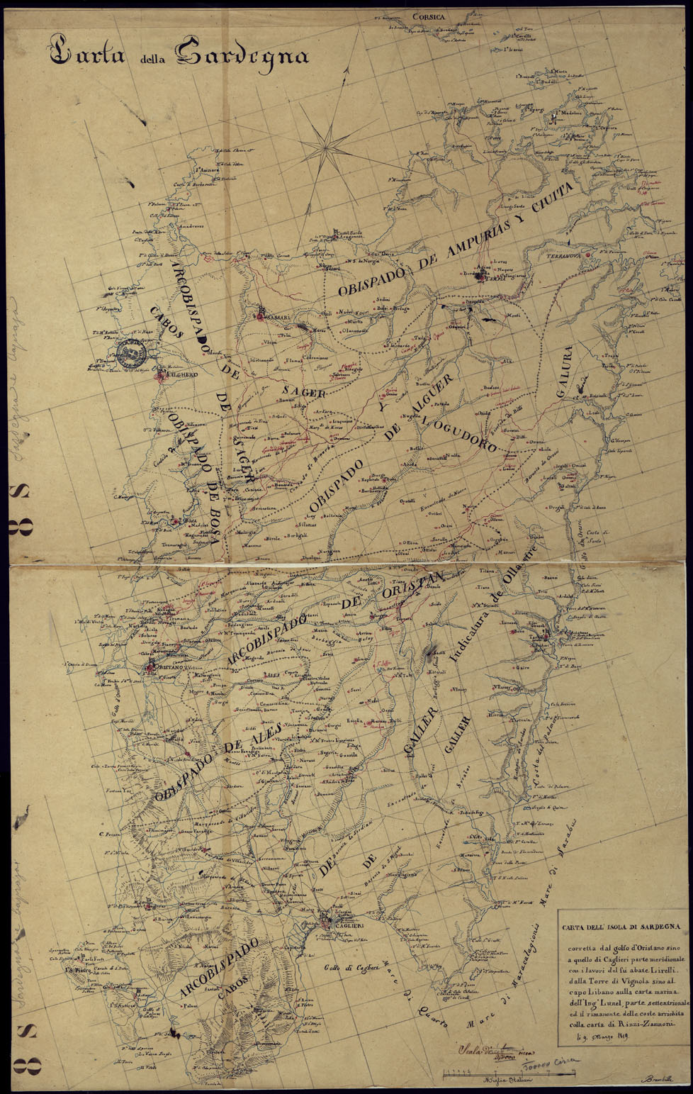 (N:6034) CARTA DELLA SARDEGNA. (CA000500) Carte e stampe antiche: riproduzione a colori su carta (formato A1)