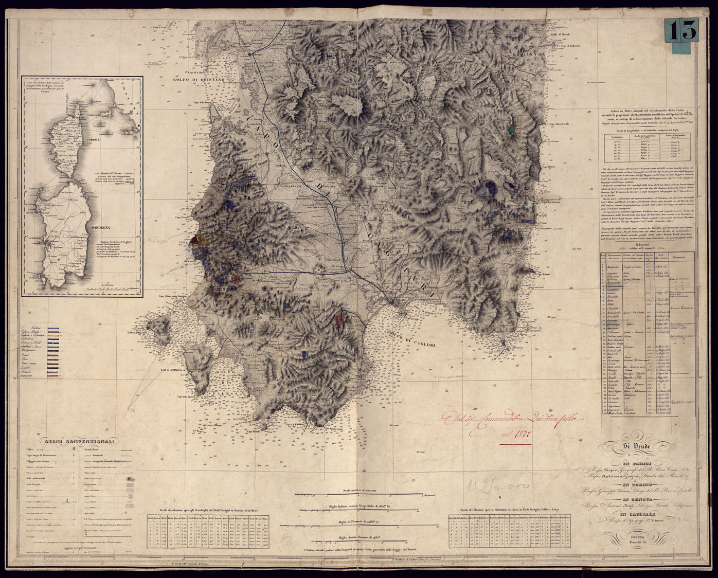 (N:6007) CARTA DELL'ISOLA E REGNO DI SARDEGNA - FOGLIO SUD. (CA000673) Carte e stampe antiche: riproduzione a colori su carta (formato A1)