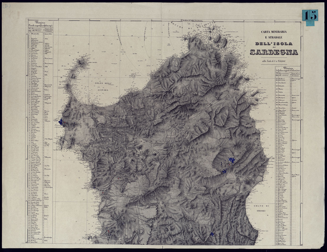 (N:23221) CARTA MINERARIA E STRADALE DELL'ISOLA DI SARDEGNA - FOGLIO NORD. (CA000682) Carte e stampe antiche: riproduzione a colori su carta (formato A1)