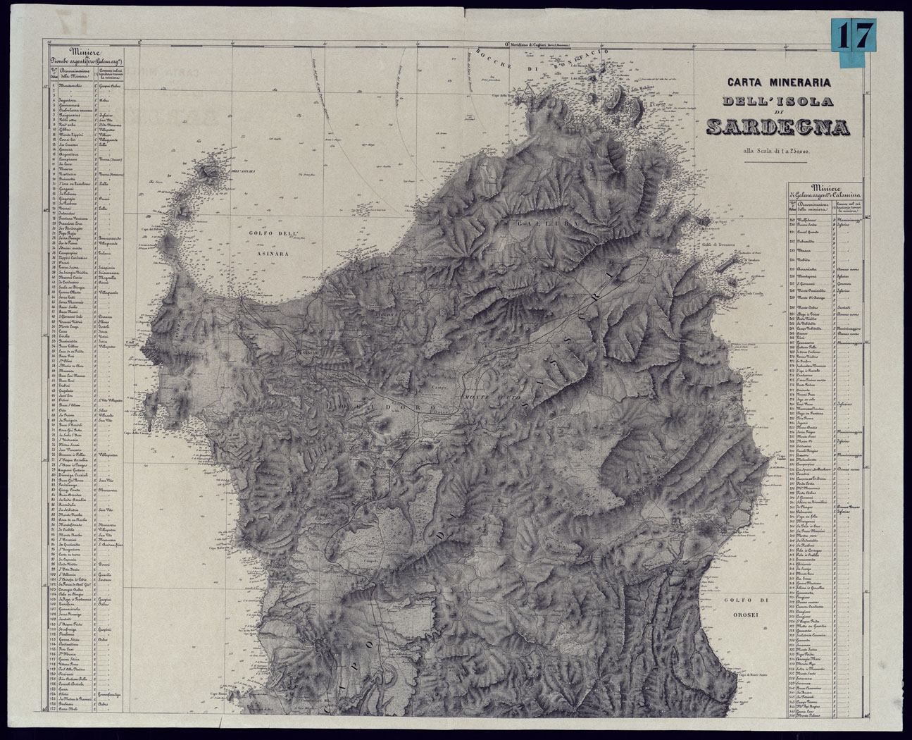 (N:23226) CARTA MINERARIA  DELL'ISOLA DI SARDEGNA - FOGLIO NORD. (CA000686) Carte e stampe antiche: riproduzione a colori su carta (formato A1)