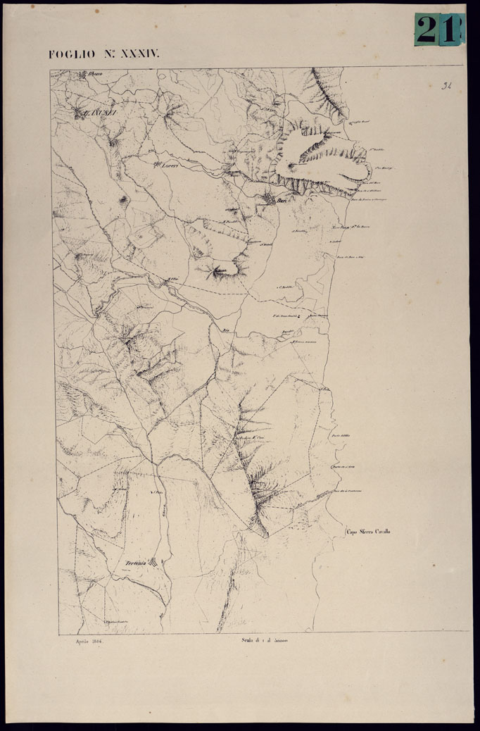 (N:23094) ATLANTE DELL'ISOLA DI SARDEGNA - FOGLIO XXXIV LANUSEI. (CA000732) Carte e stampe antiche: riproduzione a colori su carta (formato A1)