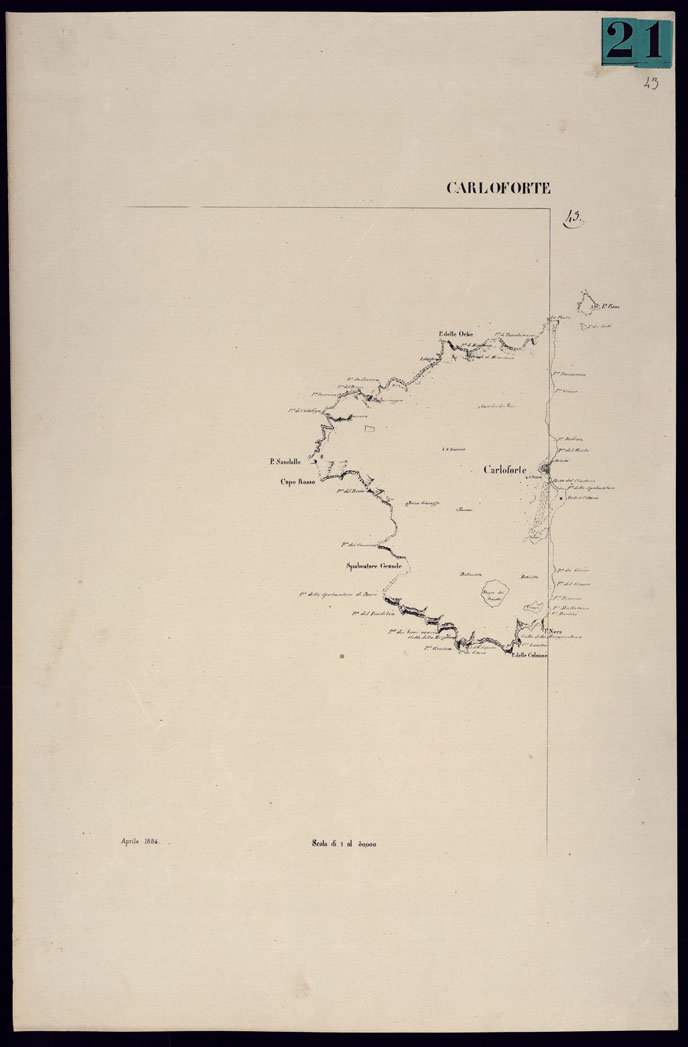 (N:23103) ATLANTE DELL'ISOLA DI SARDEGNA - FOGLIO 43 CARLOFORTE. (CA000741) Carte e stampe antiche: riproduzione a colori su carta (formato A1)