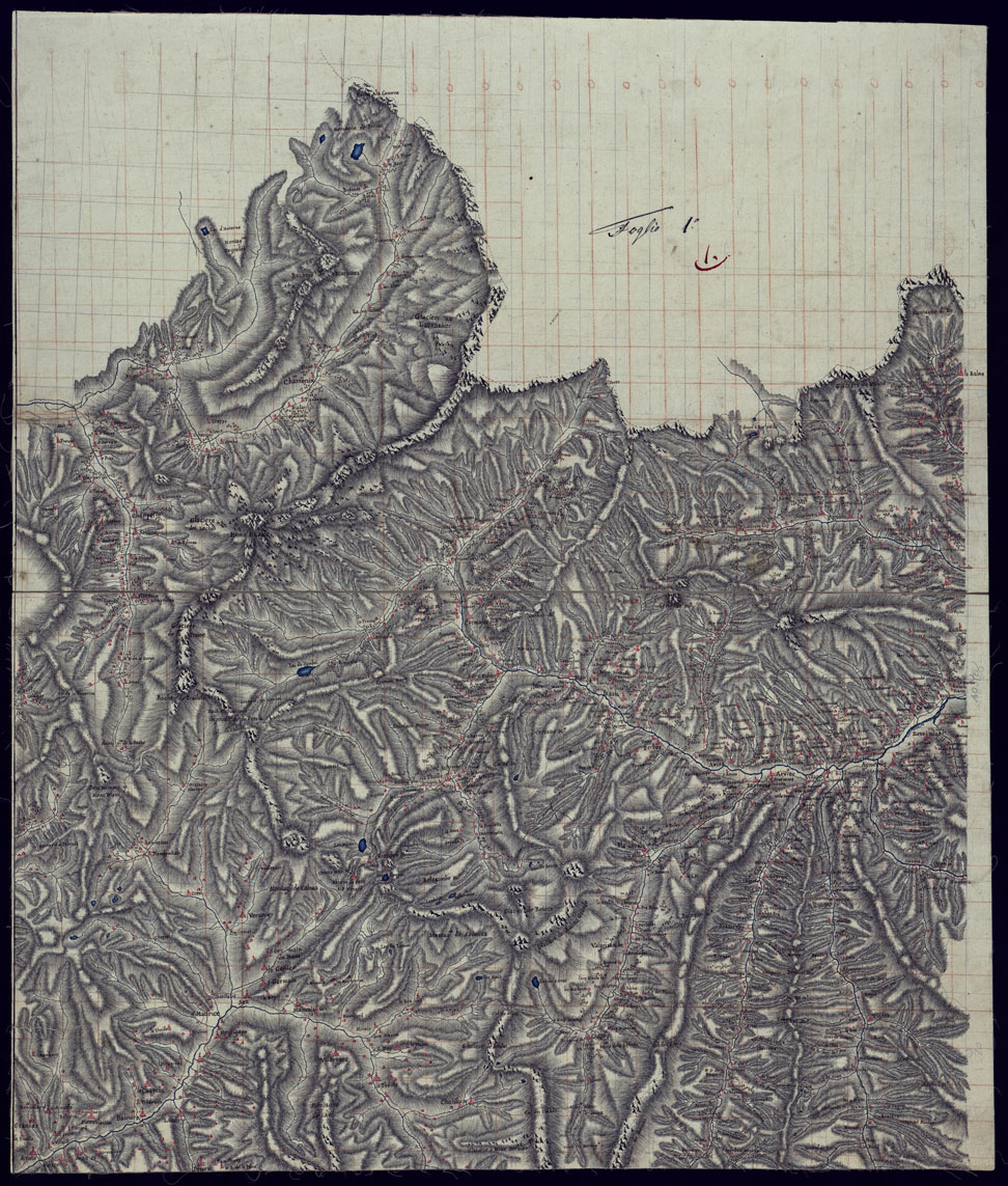 (N:7847) PIANO TOPOGRAFICO DELLE VALLI DI BRIANZONE DI QUEIRAS E DI PARTE DELL'UBAJE ED UBAJETTA IN FRANCIA - FOGLIO 1. (CA000765) Carte e stampe antiche: riproduzione a colori su carta (formato A1)
