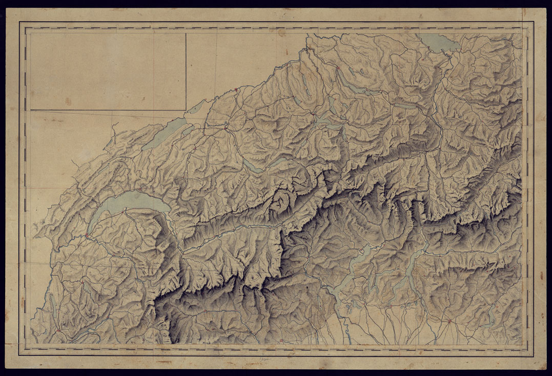 (N:10517) CARTA COROGRAFICA DELLE ALPI DAL MEDITERRANEO AL MARE. (CA000779) Carte e stampe antiche: riproduzione a colori su carta (formato A1)