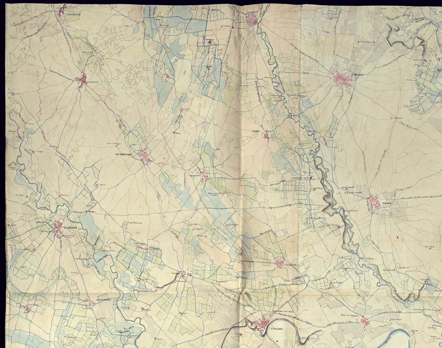 (N:23168) CARTA TOPOGRAFICA DELLA PROVINCIA DI MORTARA - FOGLIO 10 (CA000842, CA000843, CA000844, CA000845) Carte e stampe antiche: riproduzione a colori su carta (formato A1)