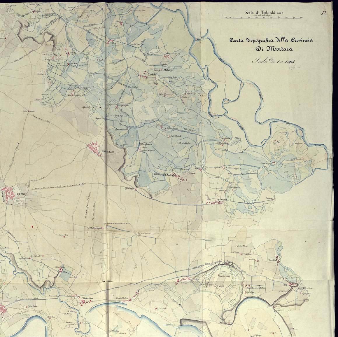 (N:23168) CARTA TOPOGRAFICA DELLA PROVINCIA DI MORTARA - FOGLIO 10 (CA000842, CA000843, CA000844, CA000845) Carte e stampe antiche: riproduzione a colori su carta (formato A1)