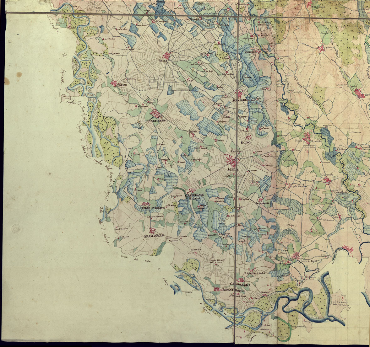 (N:13796) RIDUZIONE DELLA CARTA DELLA LOMELLINA E VIGEVANASCO O DELLA PROVINCIA DI MORTARA SCALA DI 1 A 33.075 OSSIA 14 DI SAVOJA - Savoja (CA000846, CA000847, CA000848, CA000849) Carte e stampe antiche: riproduzione a colori su carta (formato A1)